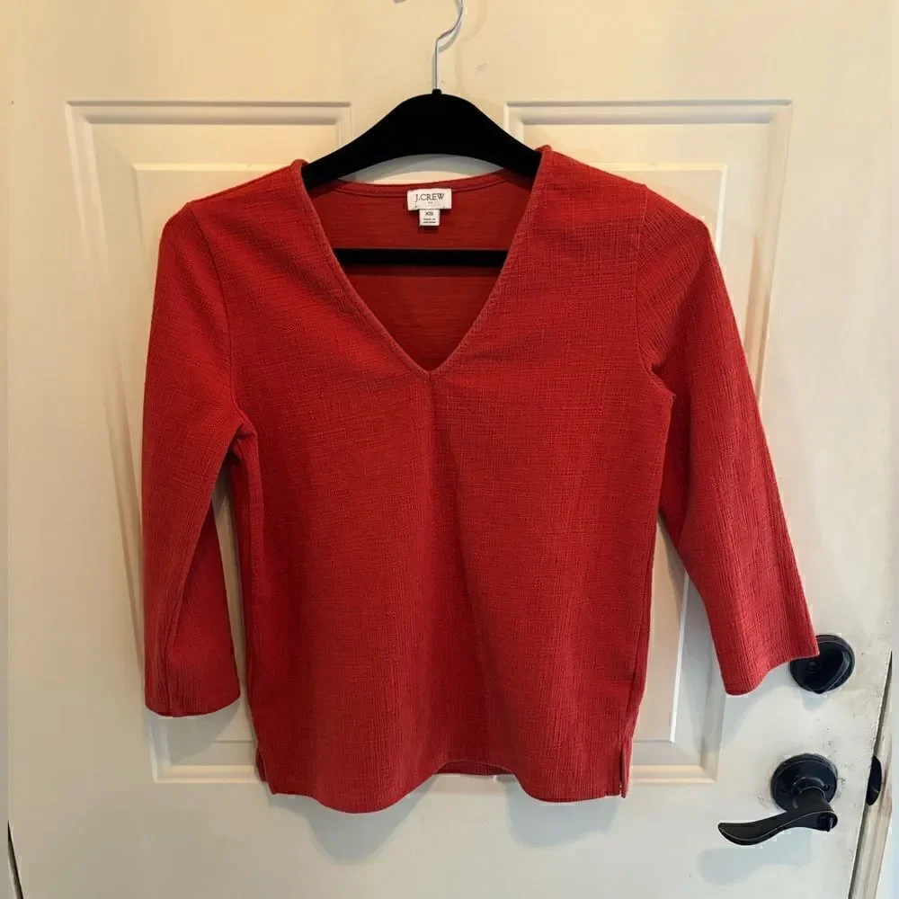 J Crew Rust Colored 3/4 Sleeve Top size XS